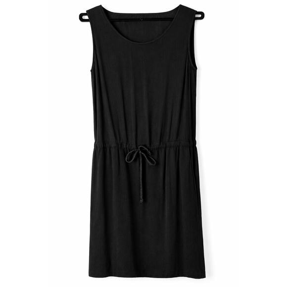James Perse Black Sleeveless Drawstring Waist Dress Size 1 100% - Picture 7 of 7